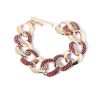 14K Gold Plated Brass Geometric Orthodox Crystal Rhinestone Brilliant Cut Pave Stone Cuban Links Romantic Wedding Bracelet