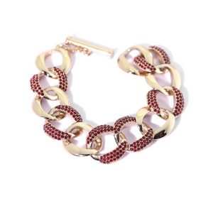 14K Gold Plated Brass Geometric Orthodox Crystal Rhinestone Brilliant Cut Pave Stone Cuban Links Romantic Wedding Bracelet