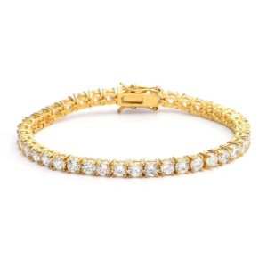 18k Gold Plated Rhodium Classic White Brilliant Cut Cubiczirconia Tennis Bracelet for Women Anniversary Engagement Wedding Party