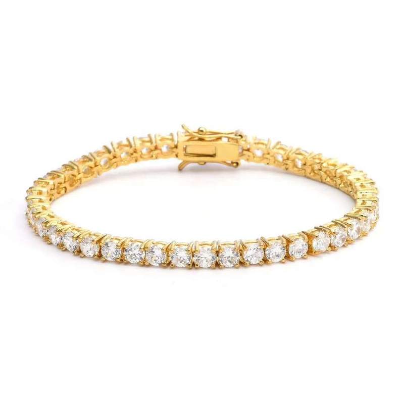 18k Gold Plated Rhodium Classic White Brilliant Cut Cubiczirconia Tennis Bracelet for Women Anniversary Engagement Wedding Party