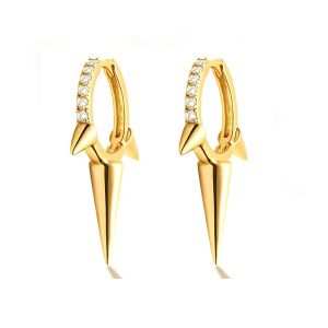 Custom Fashion Dangle Spike Hoop Earrings Women 18K Gold Plated with 3A Zircon for Women Gifts