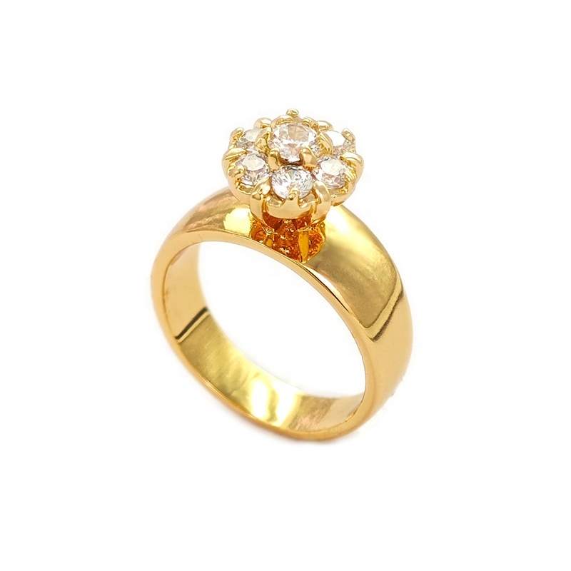 Custom Jewelry Factory Whole Sale Trendy 3A Zircon Copper 18K Gold Plated Engagement Fashion Jewelry Ring Stock Ready Ship
