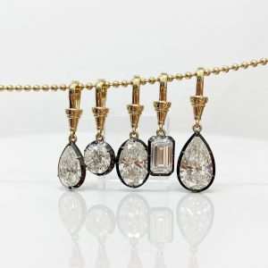 Custom Jewelry Gold 2Tone Plated Multi-shape CZ Charms Pear Oval Round square Interchangeable DIY Mix Match Pendant Jewelry