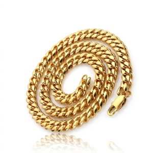 Custom Jewelry Hip-hop Cruban Chain Fashion Jewelry Necklace 18K PVD Gold Plating Hip-hop Cruban Chain Fashion Jewelry Necklace