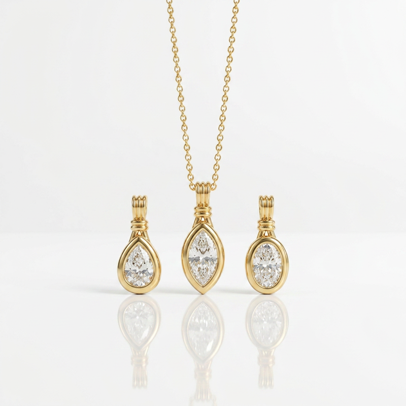 Custom Jewelry ODM OEM 5A Cubiczircorn Bezel Setting Water Proof 14K/18K Gold Plated Fashion Jewelry Pendant Necklace
