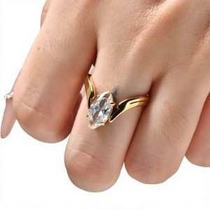 Custom Jewelry Stainless Steel Marquise Cut CZ Stone Electroplated Unisex Light Luxury High-End Feeling Fashion Jewelry Ring