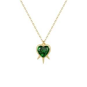 Custom Jewelry Trendy 18K Gold Plated Rhodium Plated Zircon Bezel Setting Love Heart Spikes Stainless Steel Pendant Necklace