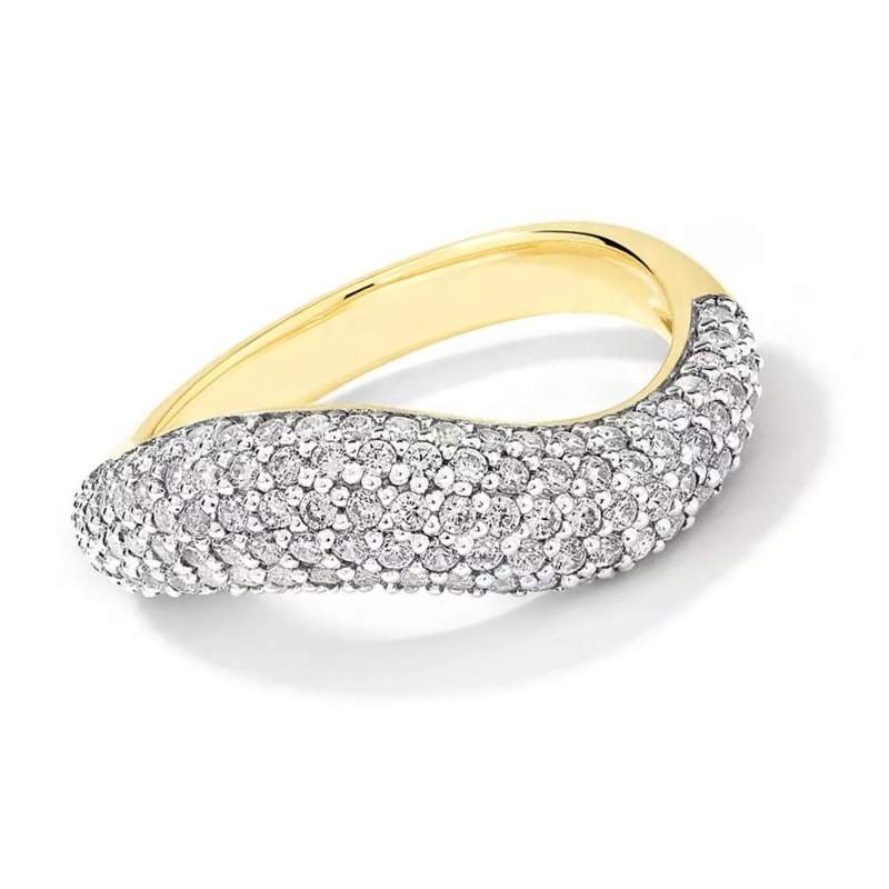 Custom Rhodium Plated Sterling Silver 5A Pave Zircon 18k Two Tone Traditional Trendy Wedding/Anniversary Fashion Jewelry Ring