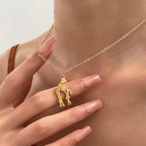 Customized Retro Creative Mother Daughter Necklace Fashionable Gold-Plated Stainless Steel Pendant Diamond Link Chain Third