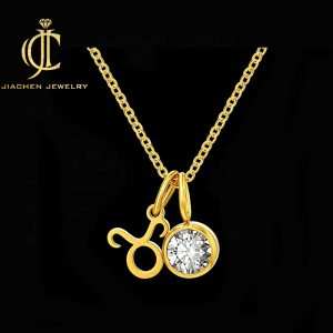 Customized Titanium 18K Gold Plated Link Chain 12 Zodiac Birthstone Zircon Statement Necklace Unisex Gift for Wedding