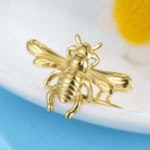 Cute Bees Open Ring Unisex 304 Stainless Steel Natural Stone 18K Gold Plated Fashion Insect Animal Jewelry Gift Wholesale