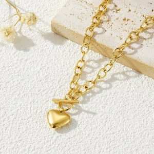 Europe United States Women's Trendy Stainless Steel Gold-Plated OT Buckle Necklace Set Link Chain Gift Party Wedding Versatile