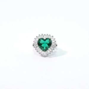 Heart Cut Zircon Copper Luxury Rhodium Plated Statement Ring Custom Jewelry OEM ODM Wholesale