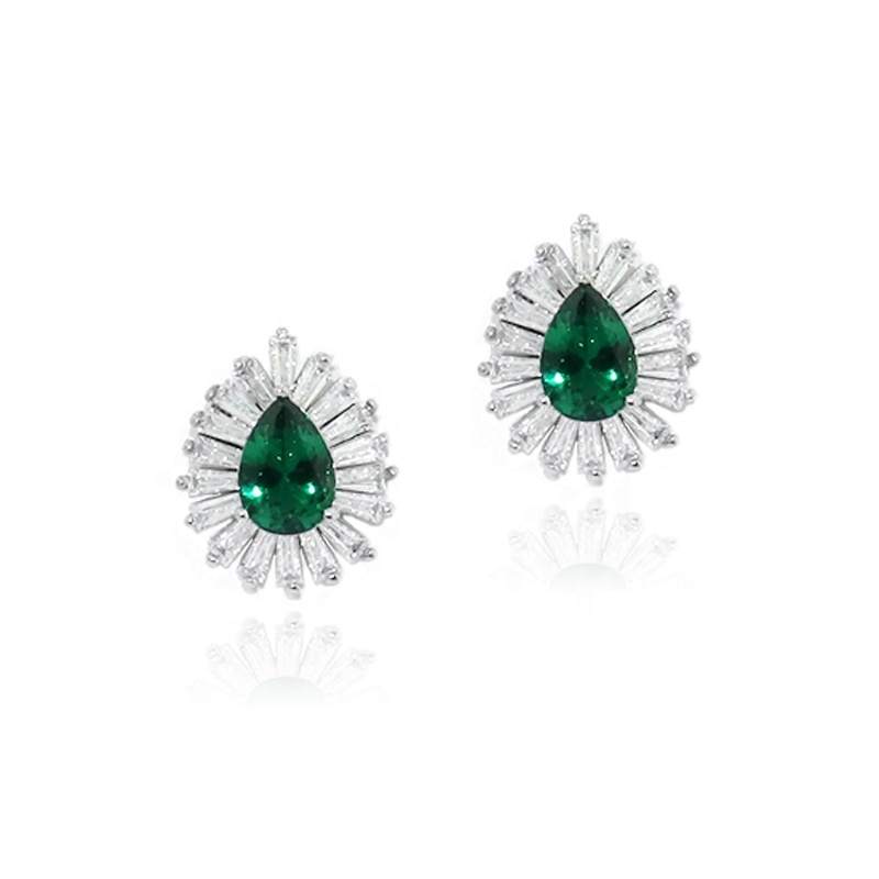 JCS0015 Classic Unisex Teardrop Shape Jewelry Set Rhodium-Plated Alloy With Zircon Stones Weddings Engagements Anniversaries
