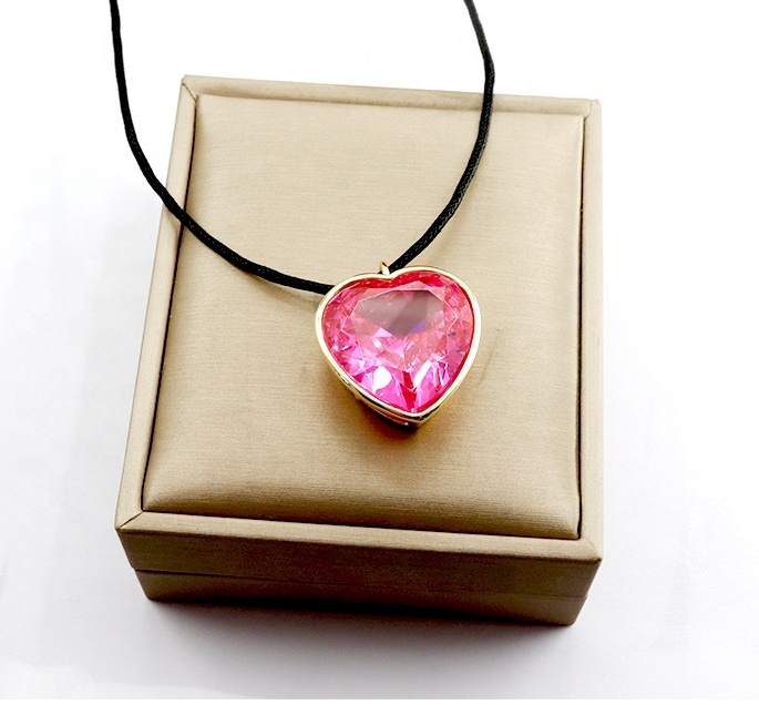 JIACHEN 18k Gold Plated pink Big Heart Pendant for Women Gifts