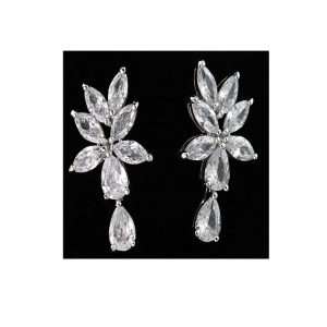 JIACHEN Classic Orthodox Rhodium Plated Zinc Alloy Trendy Luxury Zirconia Water Drop Claw Setting Stud Earrings Unisex Party