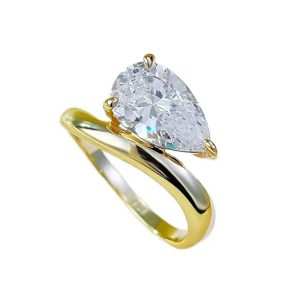 JIACHEN Classic Sterling Silver Rhodium 18K Gold Plated CZ Drop Water Engagement Ring Claw Setting for Women-Trendy Gift Jewelry