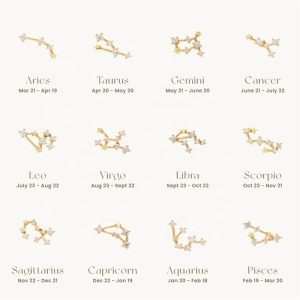 JIACHEN Custom 12 Zodiac Star Stud Earrings Brilliant Cut Zircon Claw Setting 18K Gold Plated Alloy Trendy Unisex Fashion