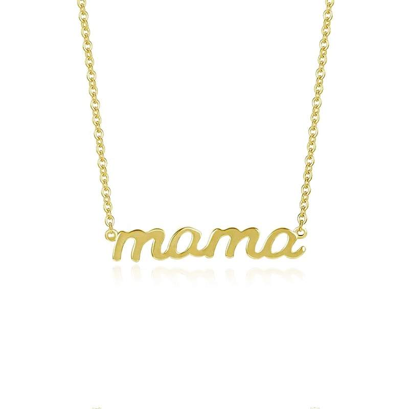 JIACHEN Custom Copper Alloy Zircon 18k Gold Plated Mama Necklace/Bracelet Fashion Jewelry Set for Women-Anniversary Gift