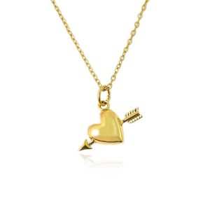 JIACHEN Custom Cute 18k PVD Gold Plated Arrow Heart love Pendant with Stainless Steel Chain Necklace for Girls Party Gifts