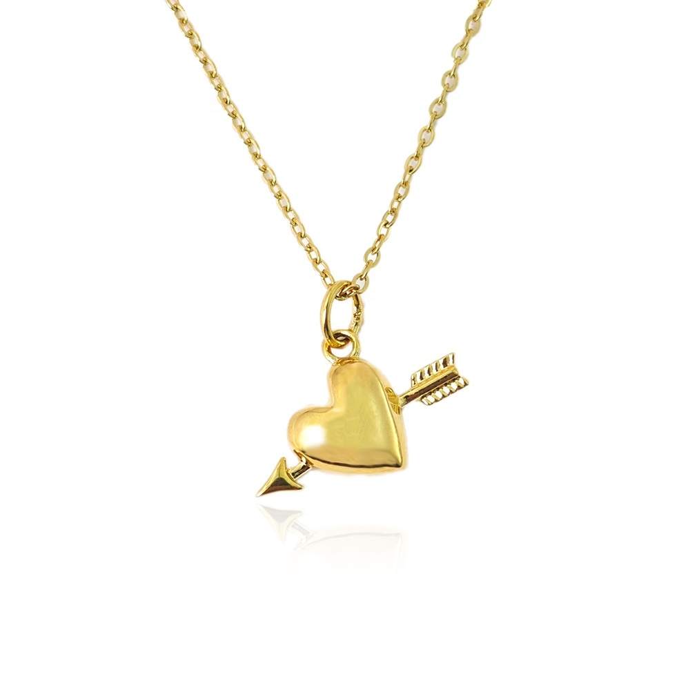 JIACHEN Custom Cute 18k PVD Gold Plated Arrow Heart love Pendant with Stainless Steel Chain Necklace for Girls Party Gifts