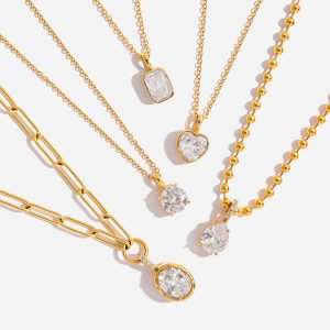 JIACHEN Custom Jewelry 18K Stainless Steel Zircon Necklace Light Luxury High-End Bamboo Chain Sporty Women's Gifts