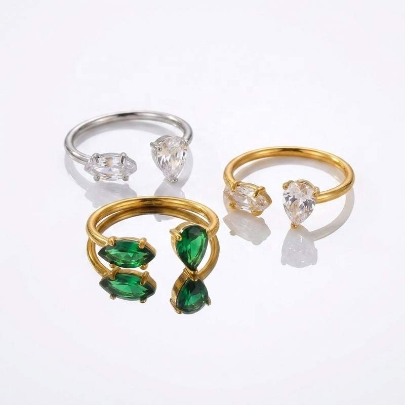 JIACHEN Custom Jewelry ODM OEM 316L Stainless Steel Classic 18K Gold Plated Waterproof Hypoallergenic Adjustable Engagement Ring