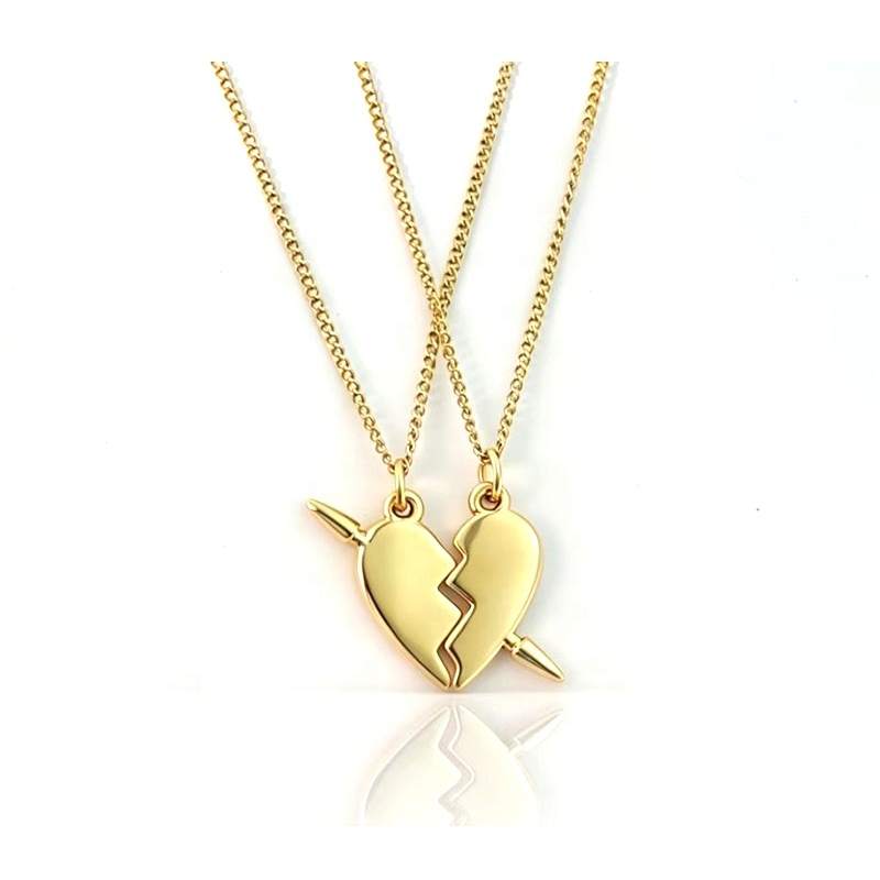 JIACHEN Custom Jewelry Wholesale Broken Heart 18k PVD Gold Plated Stainless Steel Chokers Box Chain Europe Fashion Necklace