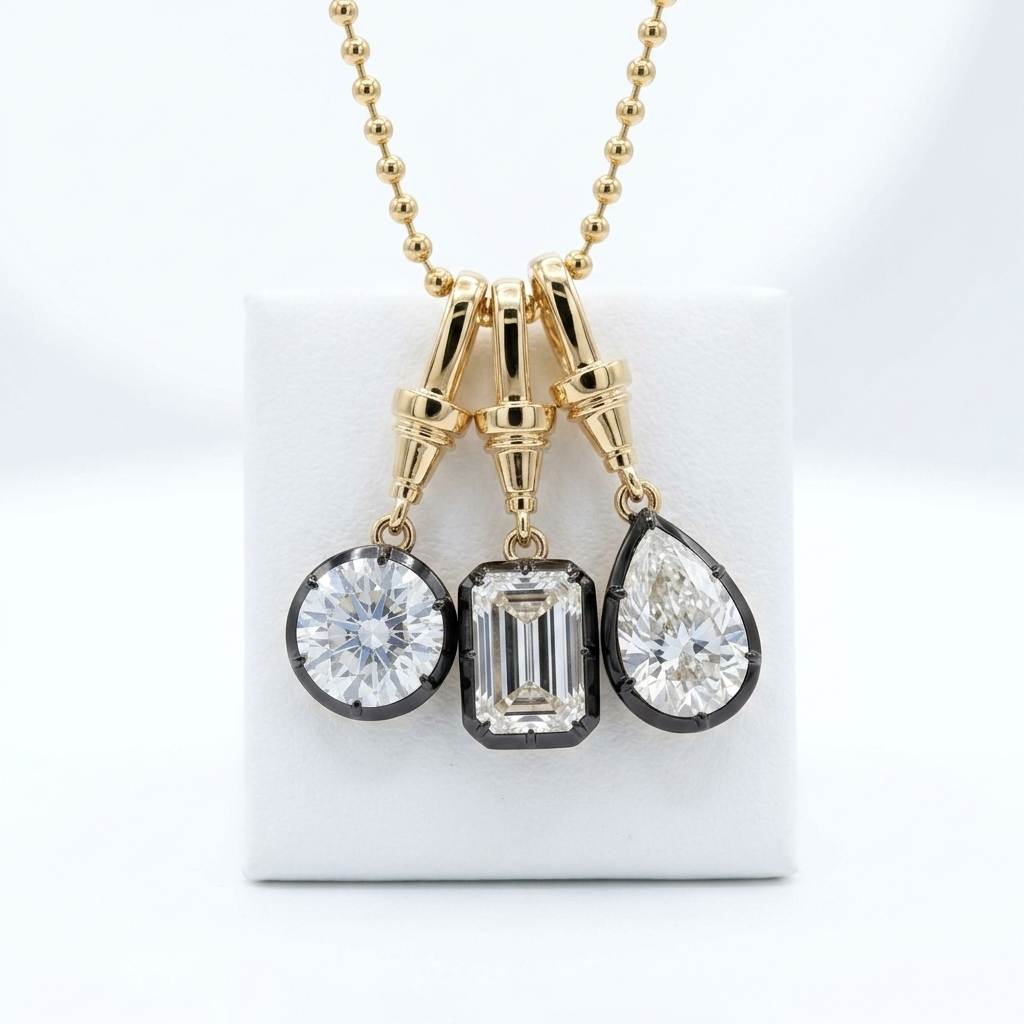 JIACHEN Custom Jewelry18K Gold Plated 5A Zircon Necklace with Oval Pear Shapes Europe & America Style Women Children's Jewelry