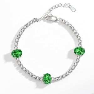 JIACHEN Custom Luxury Oval Mix Colors 3A Grades Zircon Rhodium Trendy Claw Setting Cupchain Tennis Bracelet Jewelry for Women