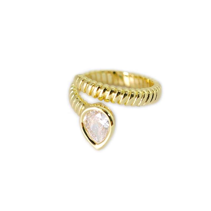 JIACHEN Custom Luxury Trending 18K Gold Plated Geometric Adjustable Open Classic Zircon Fashion Rings for Unisex Party Gifts