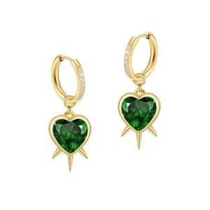 JIACHEN EXQUISITE 18k Gold Plated Spikes love Heart 3A Mulity CubiczirconaStones Hoop Earring Fashion Jewelry Earrings for Girls