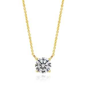 JIACHEN Geometric Pear Shaped Circular 4-Prong Claw Setting Zircon Pendant Necklace Brass Rope Rose Gold/18K Gold/Rhodium Plated