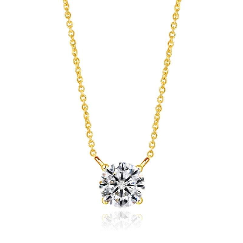 JIACHEN Geometric Pear Shaped Circular 4-Prong Claw Setting Zircon Pendant Necklace Brass Rope Rose Gold/18K Gold/Rhodium Plated