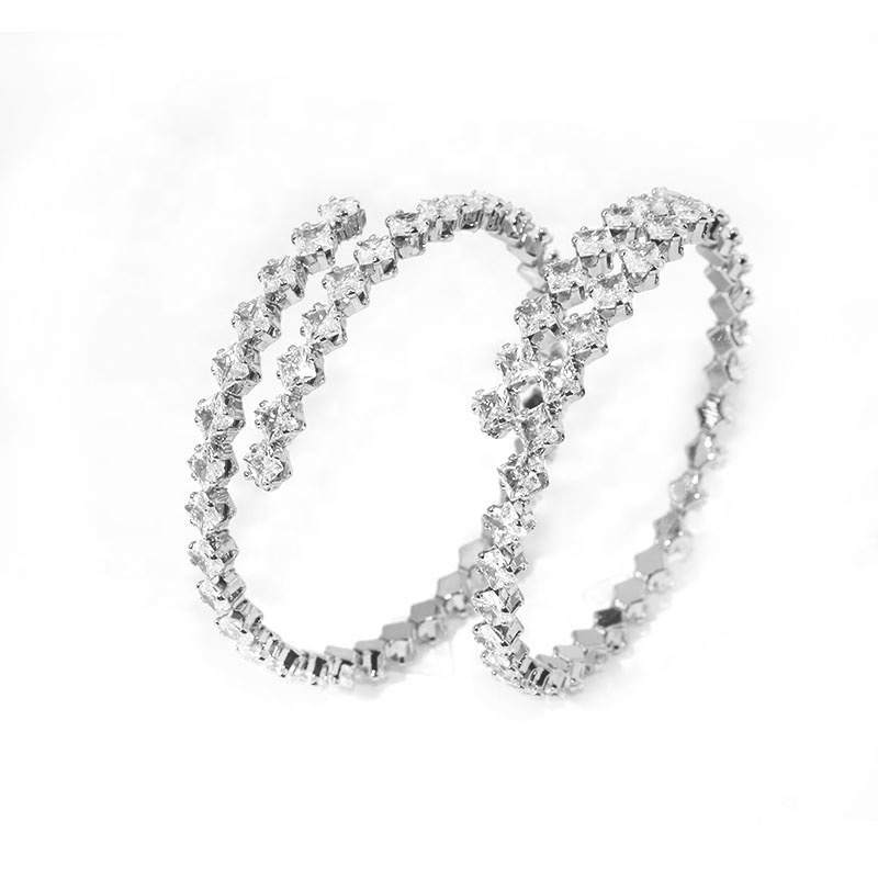 JIACHEN Gold Plated Open Adjust 3A Zirconia Cuff Bangle for Women