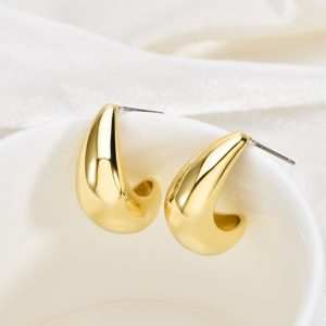JIACHEN JCE-3488 Custom Orthodox Jewelry Rhodium 18K Gold Plated Geometric Shape Brass Classic Hoop Earrings Gift Party Wedding