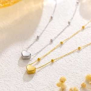 JIACHEN Jewelry Minimalist Statement 18K Gold Plated Stainless Steel Link Chain Heart Necklace Set for Women Daily Life