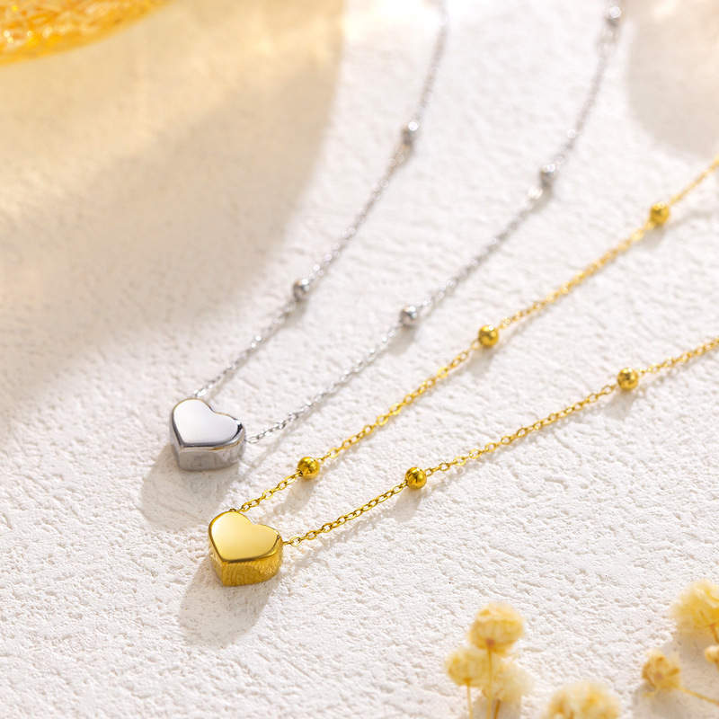 JIACHEN Jewelry Minimalist Statement 18K Gold Plated Stainless Steel Link Chain Heart Necklace Set for Women Daily Life