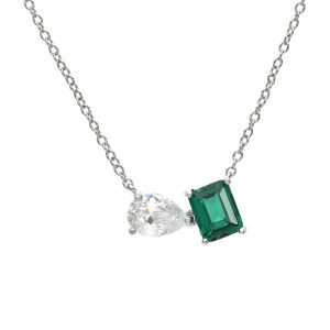 JIACHEN New Arrival Brass Nano Emerald Cut Zircon Pendant Earring Jewelry Set Rhodium Plated Wedding Party Gift