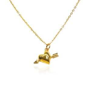 JIACHEN Stainless Steel Gold Plated Cute Heart Shape Cupid's Arrow Necklace for Women Custom Jewelry OEM ODM Factory Wholesale