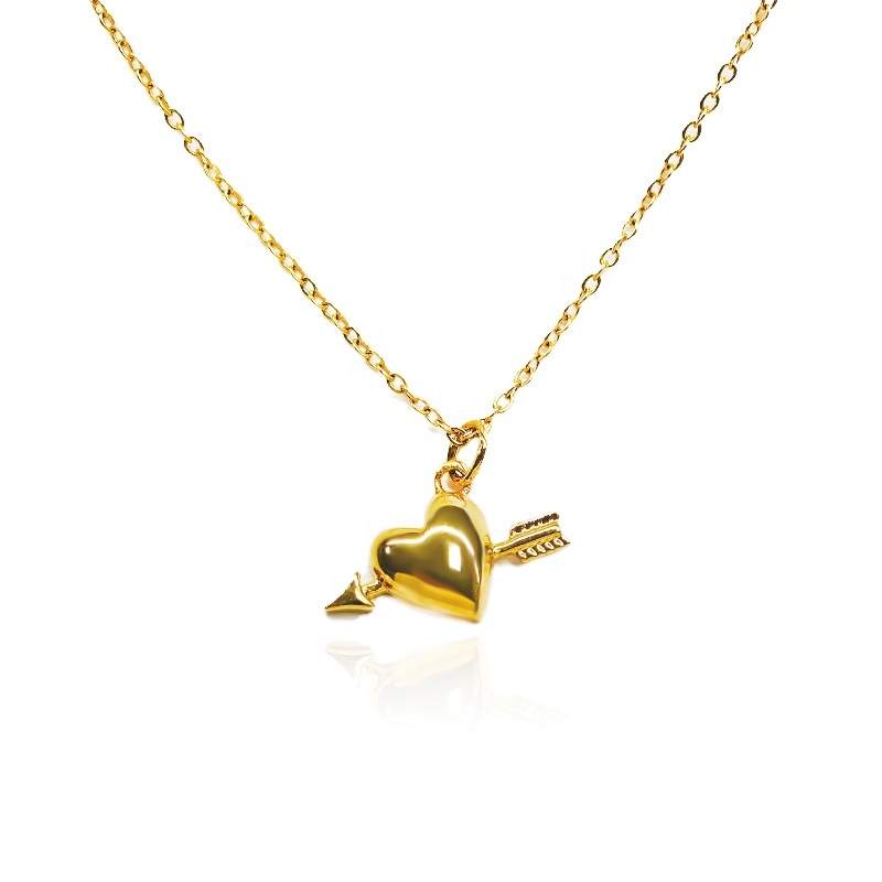 JIACHEN Stainless Steel Gold Plated Cute Heart Shape Cupid's Arrow Necklace for Women Custom Jewelry OEM ODM Factory Wholesale