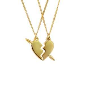Jiachen Custom Broken Heart Pendant Necklace 18k PVD Gold Plating with Curban Chain Necklace for Girls Gifts Party