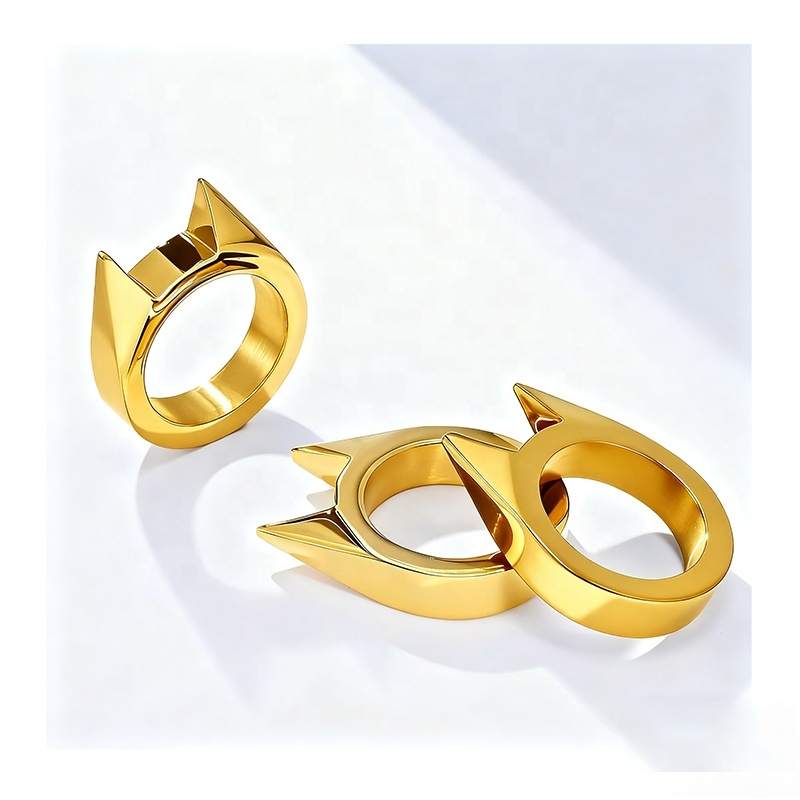 Jiachen Custom European Stainless Steel 18K Gold Plated Spikle Fashion Unisex Ring