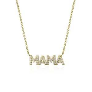 Jiachen Custom Jewelry Rose Gold Plated Zircon MAMA Necklace Set for Mother's Day Wedding & Party Gifts Women Men Unisex