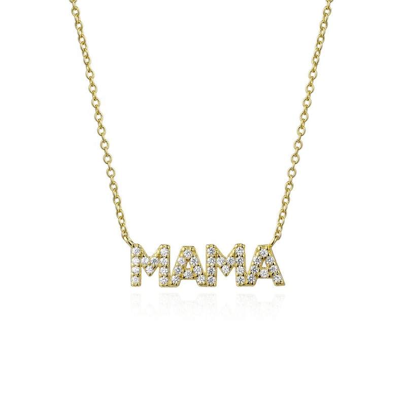 Jiachen Custom Jewelry Rose Gold Plated Zircon MAMA Necklace Set for Mother's Day Wedding & Party Gifts Women Men Unisex