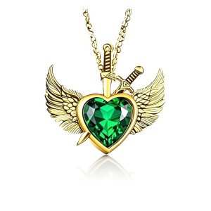 Jiachen Custom New Stainless Steel Exquisite Green Zircon Orthodox Arrow 18K Gold Plated Europe America Style Pendant Necklace