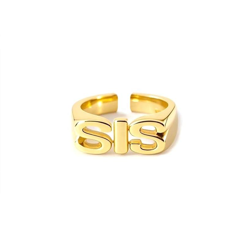 Jiachen Custom Waterproof Classic Alloy Rhodium 18K Gold Open Adjustable Sisterhood Collection Unisex Fashion Jewelry Ring