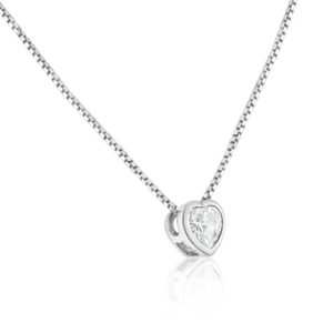 Jiachen Orthodox Classic Rhodium Plated Sterling Silver Heart Shape 5A Zircon Pendant Box Chain Necklace Unisex Party Wedding