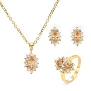 Jiachen Rhodium Plated Alloy Jewelry Set Marquise Cut Zircon Classic Wedding Party Engagement Anniversary Unisex Children