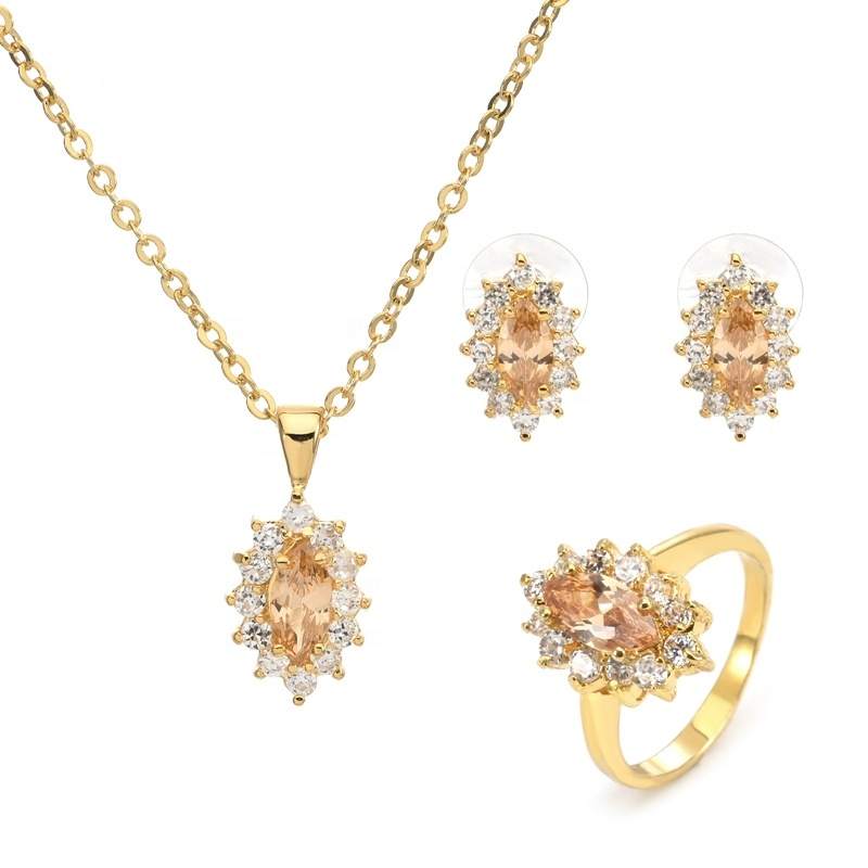 Jiachen Rhodium Plated Alloy Jewelry Set Marquise Cut Zircon Classic Wedding Party Engagement Anniversary Unisex Children